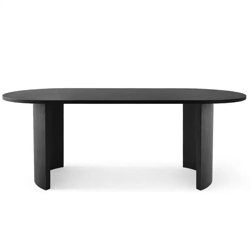 Tavolo da Pranzo Ovale Moderno con Gambe a C, Elegante Tavolo Grande da Cucina con Finitura Venata in Legno per Casa, Colazione o Sala da Pranzo-Panipeachy