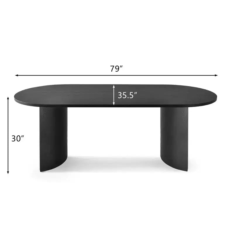 Tavolo da Pranzo Ovale Moderno con Gambe a C, Elegante Tavolo Grande da Cucina con Finitura Venata in Legno per Casa, Colazione o Sala da Pranzo-Panipeachy