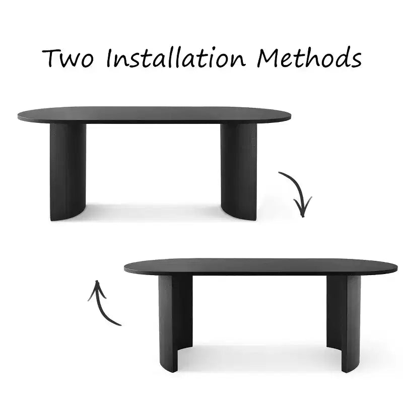 Tavolo da Pranzo Ovale Moderno con Gambe a C, Elegante Tavolo Grande da Cucina con Finitura Venata in Legno per Casa, Colazione o Sala da Pranzo-Panipeachy