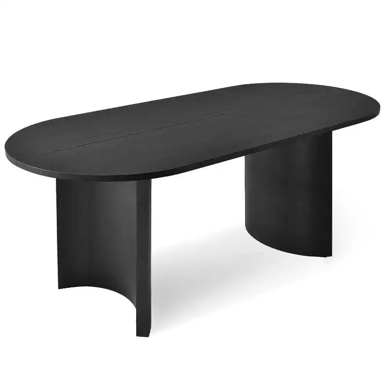 Tavolo da Pranzo Ovale Moderno con Gambe a C, Elegante Tavolo Grande da Cucina con Finitura Venata in Legno per Casa, Colazione o Sala da Pranzo-Panipeachy