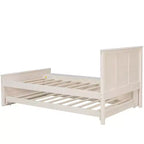 Luxystar Letto a piattaforma moderno in legno con testiera, letto estraibile e armadietto contenitore