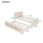Luxystar Letto a piattaforma moderno in legno con testiera, letto estraibile e armadietto contenitore