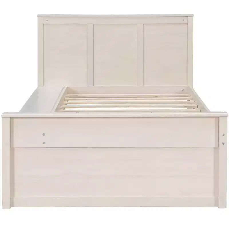 Luxystar Letto a piattaforma moderno in legno con testiera, letto estraibile e armadietto contenitore