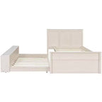 Luxystar Letto a piattaforma moderno in legno con testiera, letto estraibile e armadietto contenitore