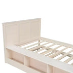 Luxystar Letto a piattaforma moderno in legno con testiera, letto estraibile e armadietto contenitore