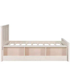 Luxystar Letto a piattaforma moderno in legno con testiera, letto estraibile e armadietto contenitore