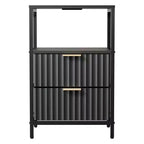 Comodino Karl Home largo 38 cm - 2 cassetti, 1 ripiano, presa di corrente USA - set da 2