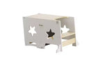 Sgabello da Cucina 3 in 1 per Bambini, Torre di Apprendimento Pieghevole con Lavagna, Tavolo e Sedia Convertibili per Bambini, Sgabello Aiutante in Legno, Bianco