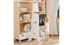 Sgabello da Cucina 3 in 1 per Bambini, Torre di Apprendimento Pieghevole con Lavagna, Tavolo e Sedia Convertibili per Bambini, Sgabello Aiutante in Legno, Bianco