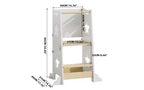 Sgabello da Cucina 3 in 1 per Bambini, Torre di Apprendimento Pieghevole con Lavagna, Tavolo e Sedia Convertibili per Bambini, Sgabello Aiutante in Legno, Bianco