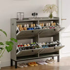 Scarpiera a 4 Ante a Ribalta, Organizzatore Contenitore Scarpe Slim Nascosto per Ingresso e Corridoio