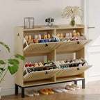 Scarpiera a 4 Ante a Ribalta, Organizzatore Contenitore Scarpe Slim Nascosto per Ingresso e Corridoio