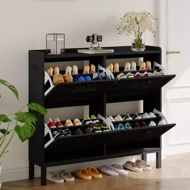 Scarpiera a 4 Ante a Ribalta, Organizzatore Contenitore Scarpe Slim Nascosto per Ingresso e Corridoio