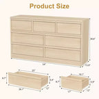 Cassettiera a 7 cassetti per camera da letto - Comò in rovere naturale largo 137 cm con grande capacità, Organizer in legno per soggiorno, cameretta, ingresso