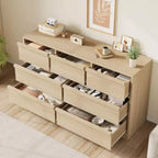 Cassettiera a 7 cassetti per camera da letto - Comò in rovere naturale largo 137 cm con grande capacità, Organizer in legno per soggiorno, cameretta, ingresso