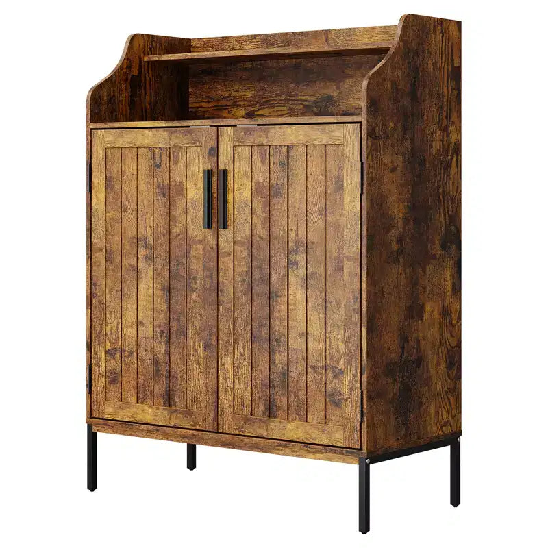 Scarpiera per Ingresso, Scarpiera a 5 Livelli con Ante e 3 Ripiani Regolabili, Scarpiera Alta 104 cm in Legno per Ingresso, Corridoio