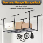 Set di scaffali pensili robusti per garage, organizer da soffitto regolabile in metallo per viaggi, massimizza lo spazio, capacità 272 kg, 0,9x2,4 m