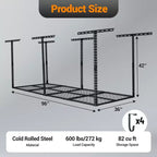 Set di scaffali pensili robusti per garage, organizer da soffitto regolabile in metallo per viaggi, massimizza lo spazio, capacità 272 kg, 0,9x2,4 m
