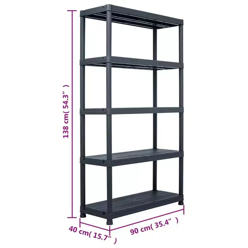 vidaXL Scaffale di stoccaggio Nero 485 libbre 35,4x15,7x54,3 Plastica