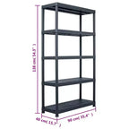 vidaXL Scaffale di stoccaggio Nero 485 libbre 35,4x15,7x54,3 Plastica