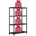 vidaXL Scaffale di stoccaggio Nero 485 libbre 35,4x15,7x54,3 Plastica