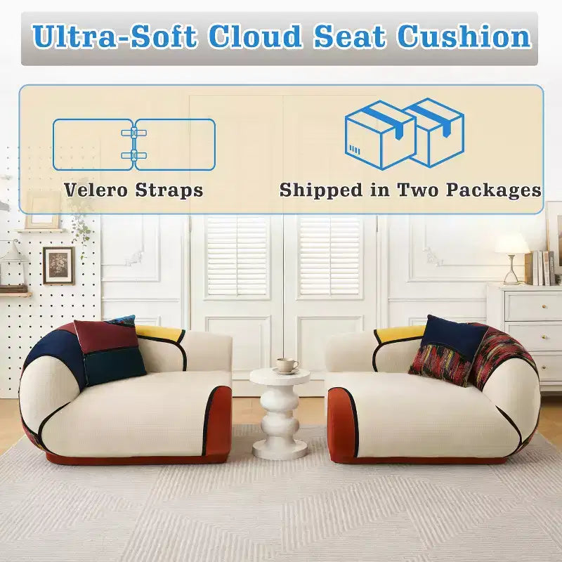 Dyonery divano moderno ultra-grande curvo da 104 pollici, divano componibile a pavimento, con cuscini, nessun montaggio richiesto
