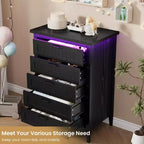 Comodino Moderno con 3/5/6/8 Cassetti e Luce LED, Comodino Piccolo in Legno e Cassettiera, Armadio Organizer per Camera da Letto, Armadio e Soggiorno