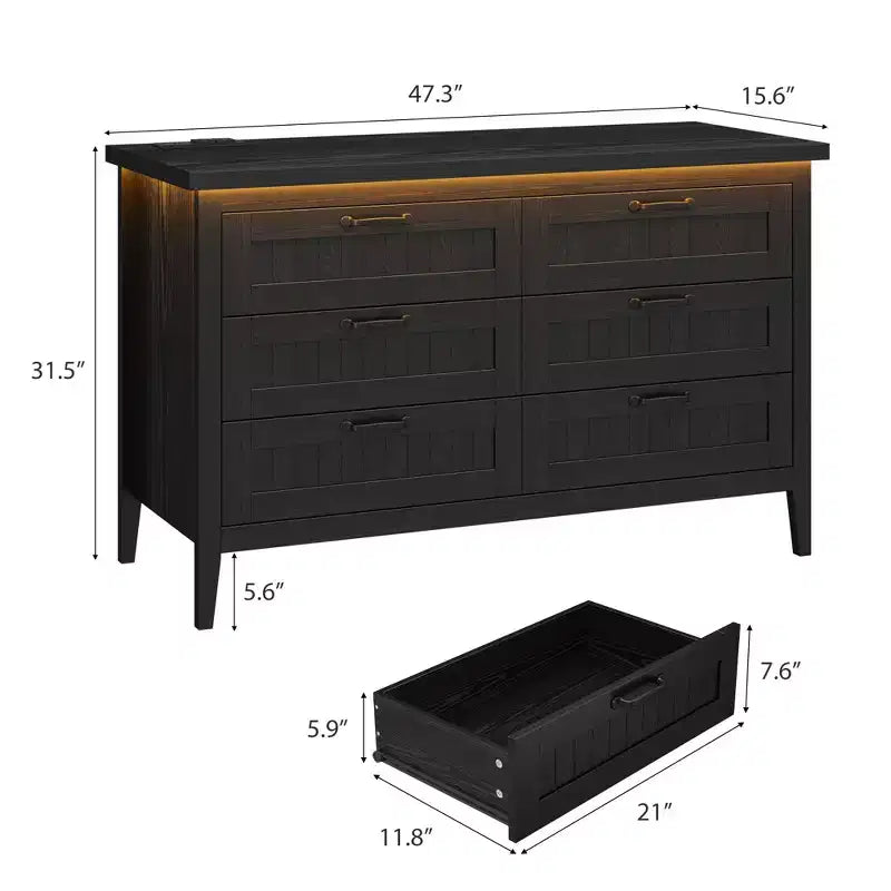 Comodino Moderno con 3/5/6/8 Cassetti e Luce LED, Comodino Piccolo in Legno e Cassettiera, Armadio Organizer per Camera da Letto, Armadio e Soggiorno