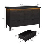 Comodino Moderno con 3/5/6/8 Cassetti e Luce LED, Comodino Piccolo in Legno e Cassettiera, Armadio Organizer per Camera da Letto, Armadio e Soggiorno