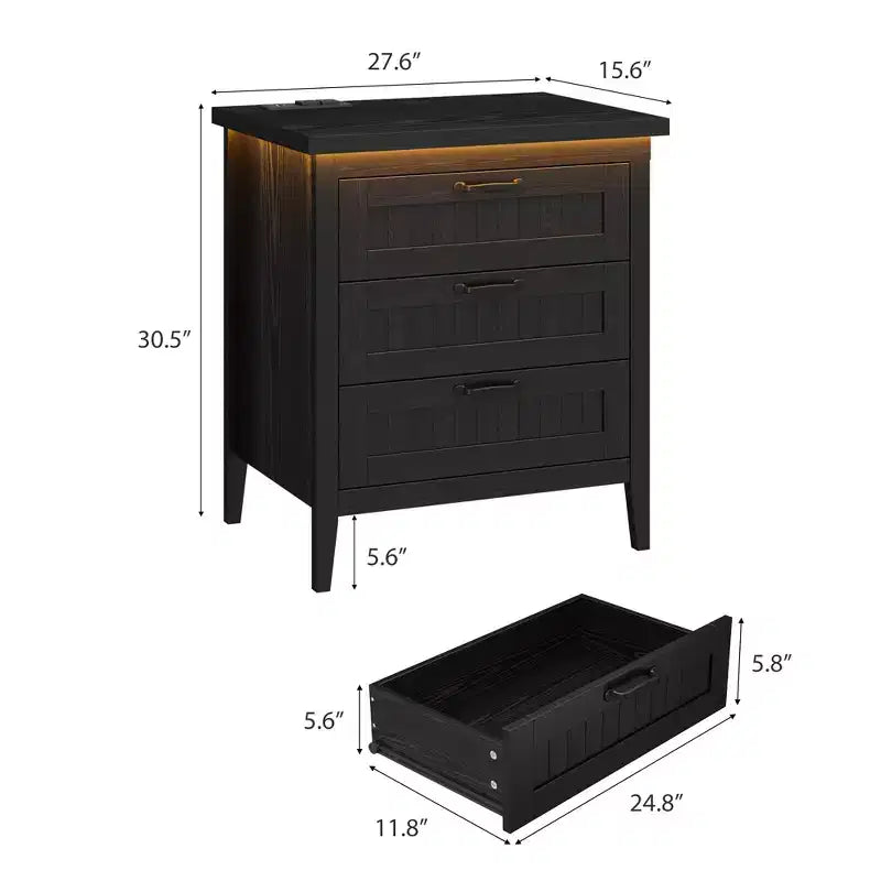 Comodino Moderno con 3/5/6/8 Cassetti e Luce LED, Comodino Piccolo in Legno e Cassettiera, Armadio Organizer per Camera da Letto, Armadio e Soggiorno