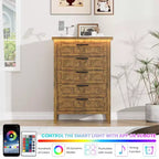 Comodino Moderno con 3/5/6/8 Cassetti e Luce LED, Comodino Piccolo in Legno e Cassettiera, Armadio Organizer per Camera da Letto, Armadio e Soggiorno