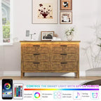 Comodino Moderno con 3/5/6/8 Cassetti e Luce LED, Comodino Piccolo in Legno e Cassettiera, Armadio Organizer per Camera da Letto, Armadio e Soggiorno