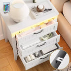 Comodino Moderno con 3/5/6/8 Cassetti e Luce LED, Comodino Piccolo in Legno e Cassettiera, Armadio Organizer per Camera da Letto, Armadio e Soggiorno