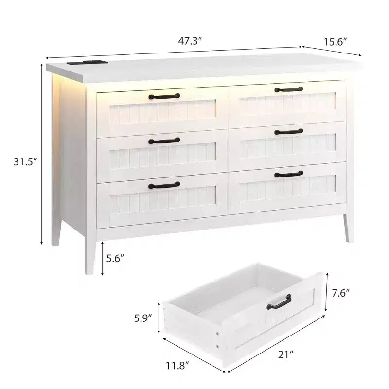 Comodino Moderno con 3/5/6/8 Cassetti e Luce LED, Comodino Piccolo in Legno e Cassettiera, Armadio Organizer per Camera da Letto, Armadio e Soggiorno