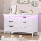 Comodino Moderno con 3/5/6/8 Cassetti e Luce LED, Comodino Piccolo in Legno e Cassettiera, Armadio Organizer per Camera da Letto, Armadio e Soggiorno