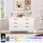 Comodino Moderno con 3/5/6/8 Cassetti e Luce LED, Comodino Piccolo in Legno e Cassettiera, Armadio Organizer per Camera da Letto, Armadio e Soggiorno