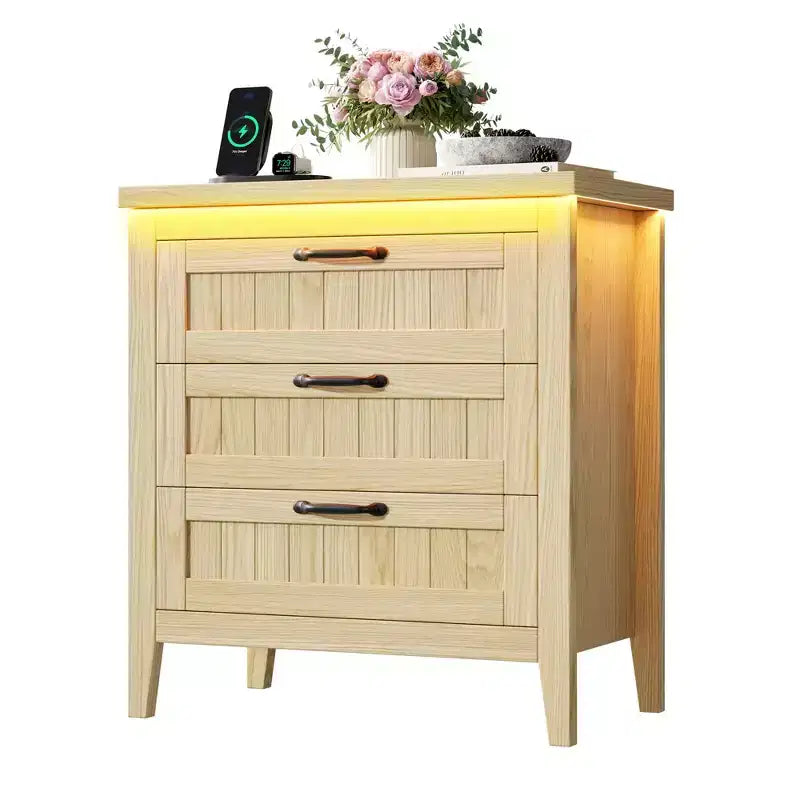 Comodino Moderno con 3/5/6/8 Cassetti e Luce LED, Comodino Piccolo in Legno e Cassettiera, Armadio Organizer per Camera da Letto, Armadio e Soggiorno