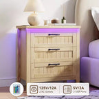 Comodino Moderno con 3/5/6/8 Cassetti e Luce LED, Comodino Piccolo in Legno e Cassettiera, Armadio Organizer per Camera da Letto, Armadio e Soggiorno