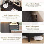 Comodino Moderno con 3/5/6/8 Cassetti e Luce LED, Comodino Piccolo in Legno e Cassettiera, Armadio Organizer per Camera da Letto, Armadio e Soggiorno