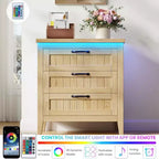 Comodino Moderno con 3/5/6/8 Cassetti e Luce LED, Comodino Piccolo in Legno e Cassettiera, Armadio Organizer per Camera da Letto, Armadio e Soggiorno