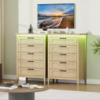 Comodino Moderno con 3/5/6/8 Cassetti e Luce LED, Comodino Piccolo in Legno e Cassettiera, Armadio Organizer per Camera da Letto, Armadio e Soggiorno