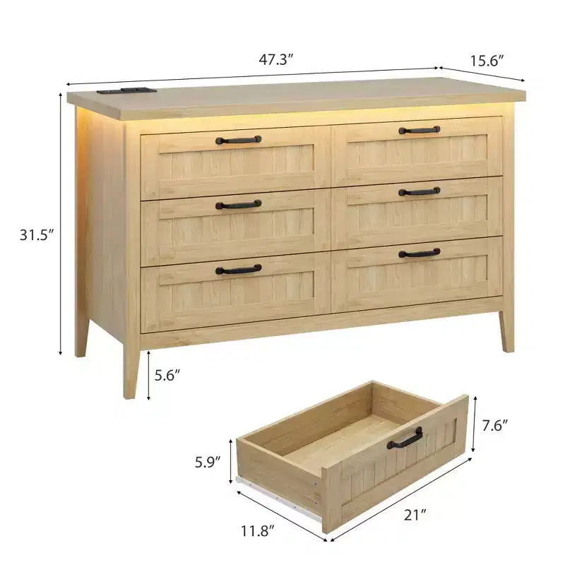 Comodino Moderno con 3/5/6/8 Cassetti e Luce LED, Comodino Piccolo in Legno e Cassettiera, Armadio Organizer per Camera da Letto, Armadio e Soggiorno