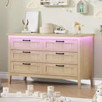 Comodino Moderno con 3/5/6/8 Cassetti e Luce LED, Comodino Piccolo in Legno e Cassettiera, Armadio Organizer per Camera da Letto, Armadio e Soggiorno