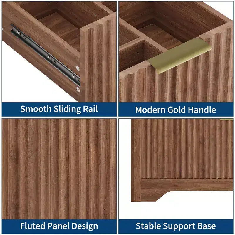 Mobile bagno moderno a doghe con lavabo integrato in ceramica, mobile bagno indipendente con 3 cassetti per bagni contemporanei