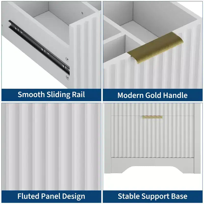 Mobile bagno moderno a doghe con lavabo integrato in ceramica, mobile bagno indipendente con 3 cassetti per bagni contemporanei