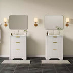 Mobile bagno moderno a doghe con lavabo integrato in ceramica, mobile bagno indipendente con 3 cassetti per bagni contemporanei