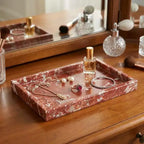 Elegante vassoio porta gioielli in marmo naturale, regalo per la festa della mamma, vassoio in vera pietra di marmo per bagno e decorazioni per la casa
