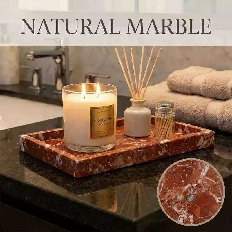 Elegante vassoio porta gioielli in marmo naturale, regalo per la festa della mamma, vassoio in vera pietra di marmo per bagno e decorazioni per la casa