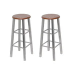 vidaXL Bar Stool Set of 2 Brown and Silver Steel Frame with MDF Seat