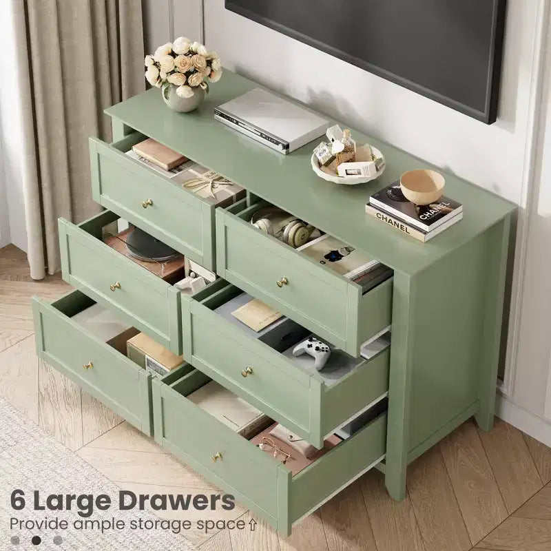 Cassettiera a 6 cassetti, mobile alto in legno con cassetti profondi, manopole in metallo, organizer per ingresso, corridoio, soggiorno, camera dei bambini, armadio